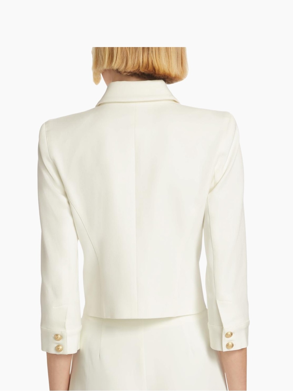 L'AGENCE Kumi Ivory Crop Jacket with Gold Buttons - Picture 2 of 7